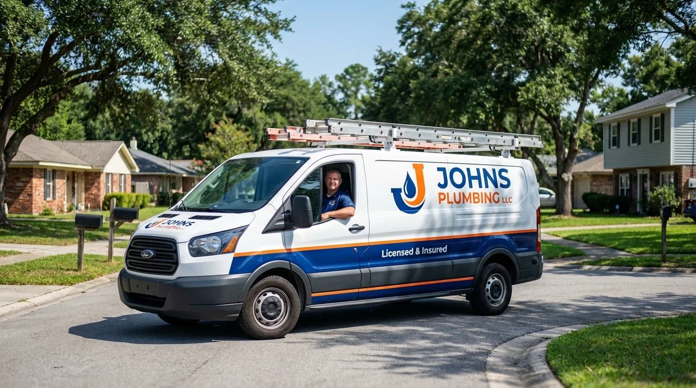 Johns Plumbing LLC service van in Somersworth, NH