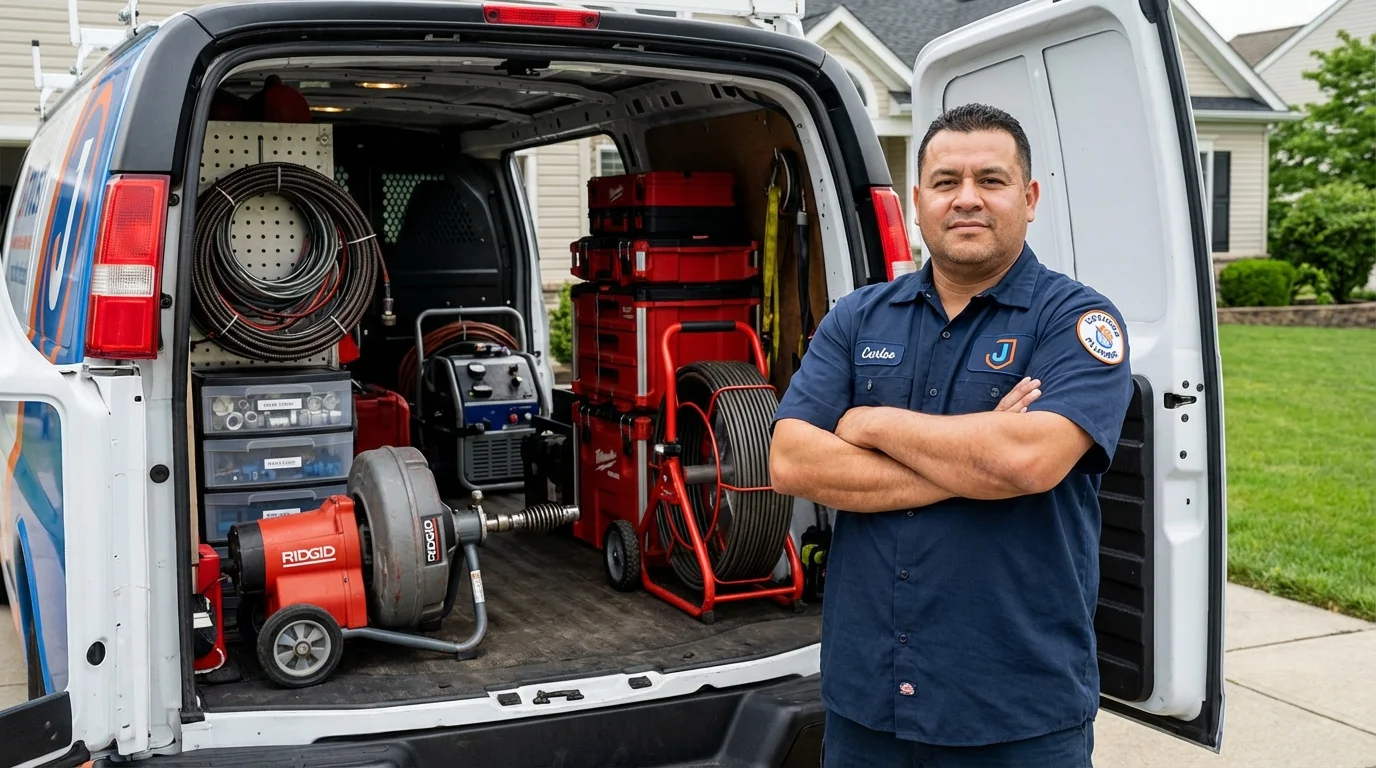 Professional drain cleaning equipment and Johns Plumbing LLC plumber in Somersworth