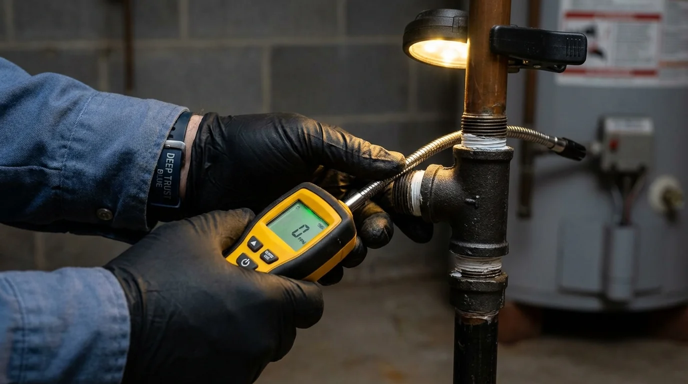 Gas leak detection with electronic sniffer by Johns Plumbing LLC in Somersworth