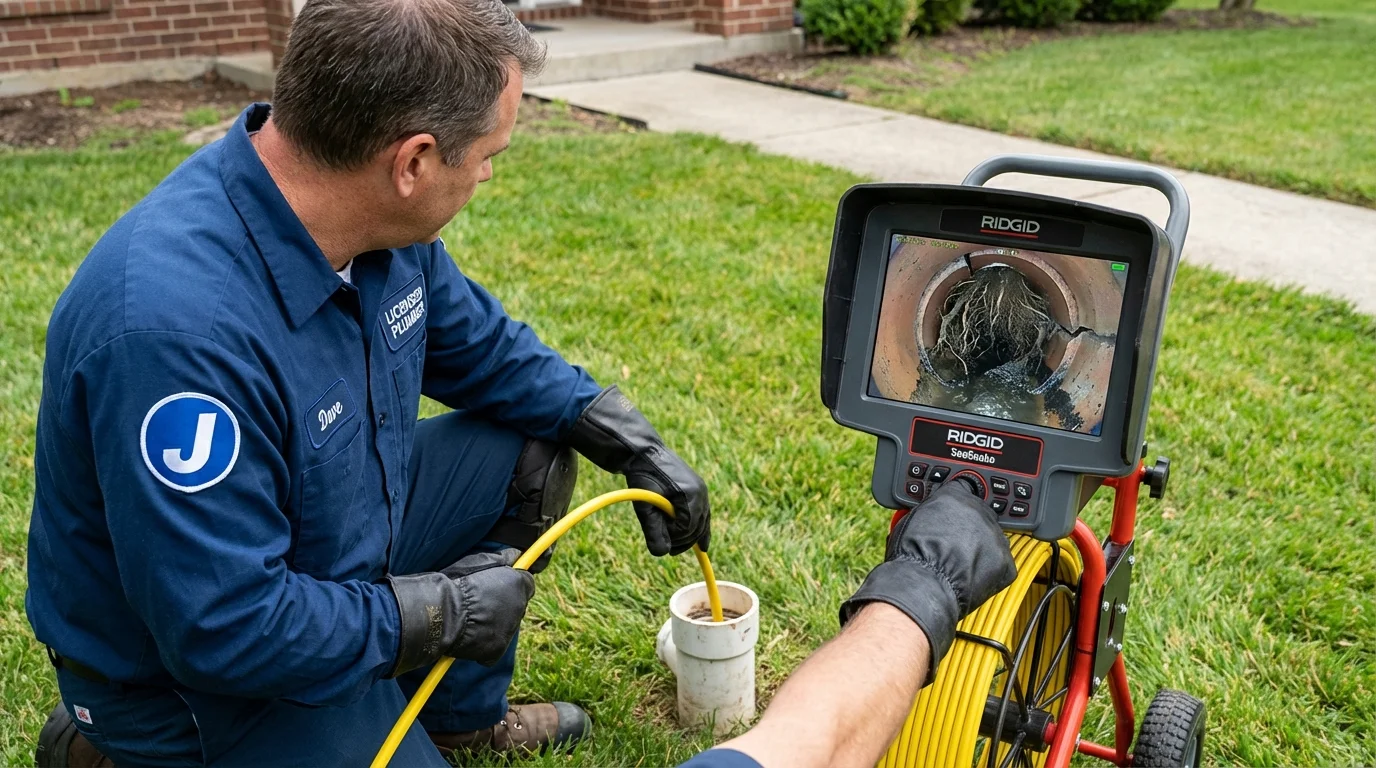 Sewer camera inspection being performed by Johns Plumbing LLC in Somersworth